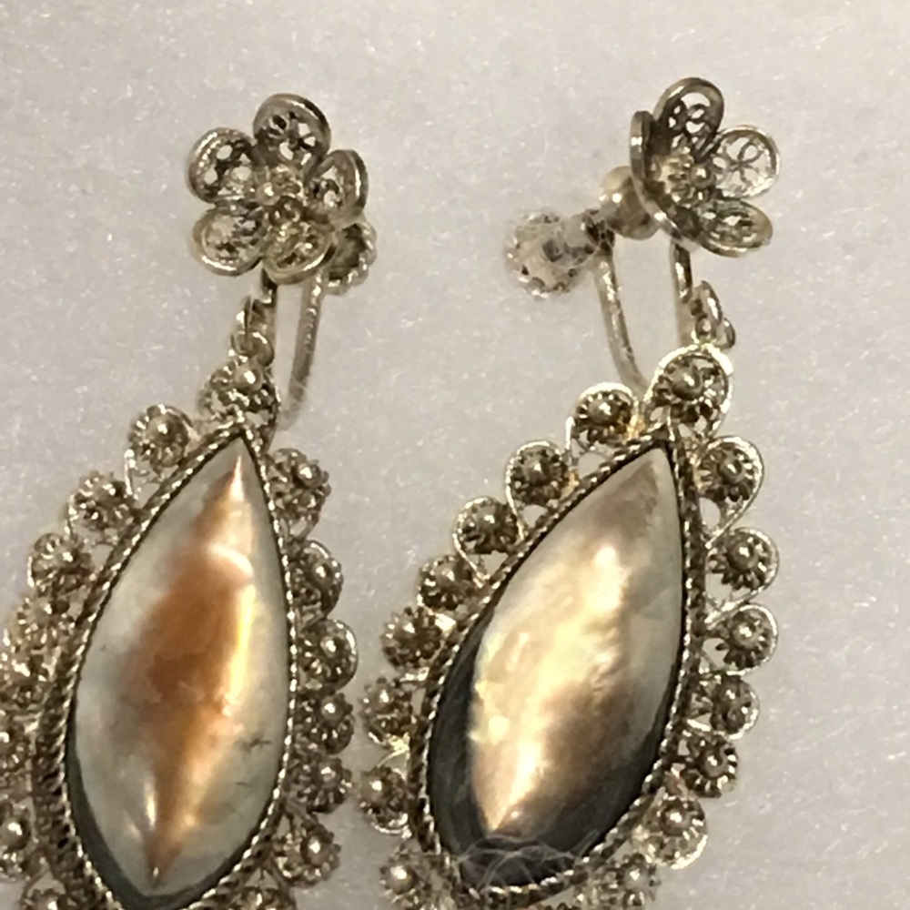 Vintage sterling silver 800 screw back earrings